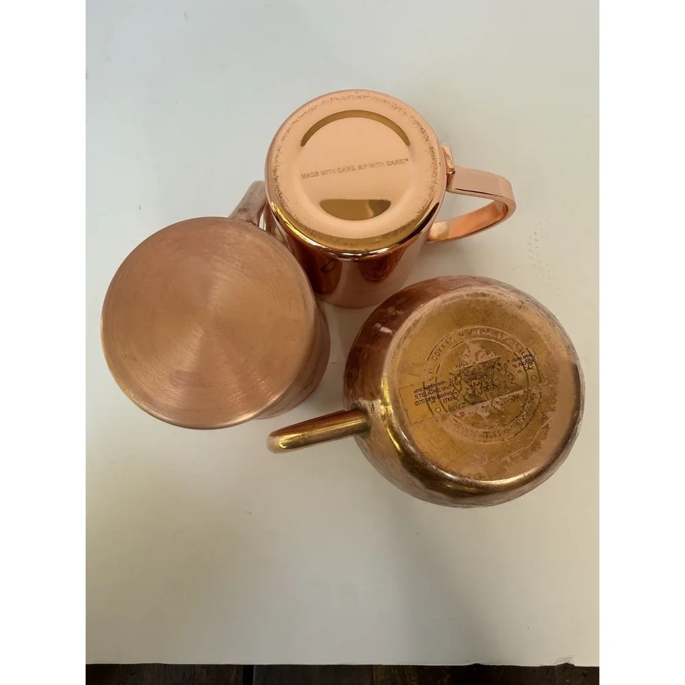 Lot Of 3 Moscow Mule Copper Mug Ketel One Vodka Stoli S IV Makers Mark Hammered‎